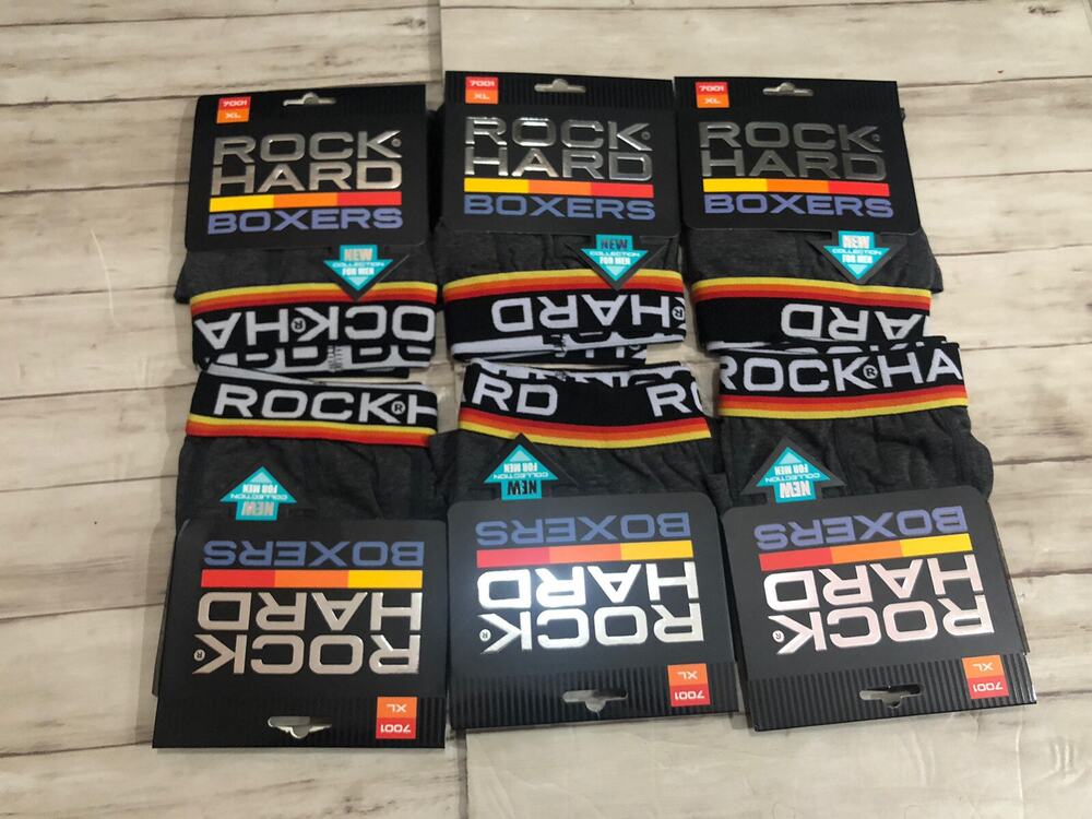 Rock Hard Boxer Trunks Mens Medium Briefs Black Cotton 6 Pack A1